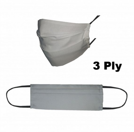 3Ply Reusable Face Mask - White Fabric (10 Pack)