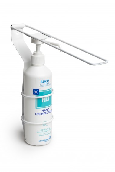 Wall mounted elbow activated dispenser with 500ml sanitizer.
